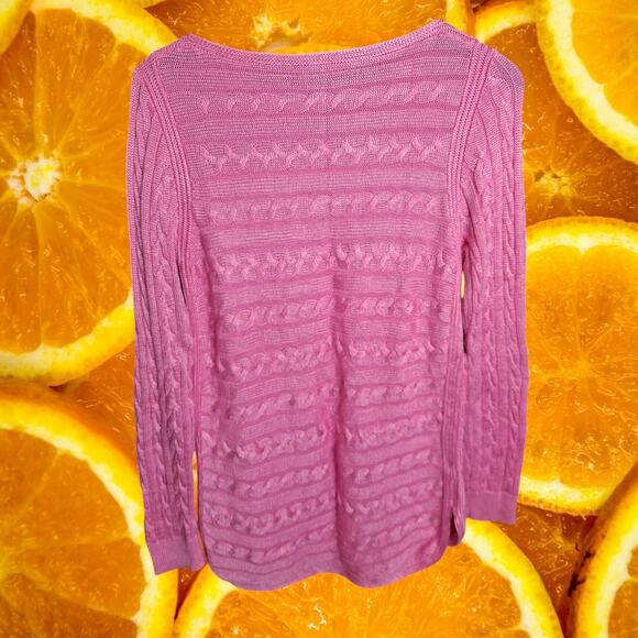 Lauren by Ralph Lauren Women's Pink Cable-Knit Boat-Neck Sweater Size M‎ - Picture 4 of 9
